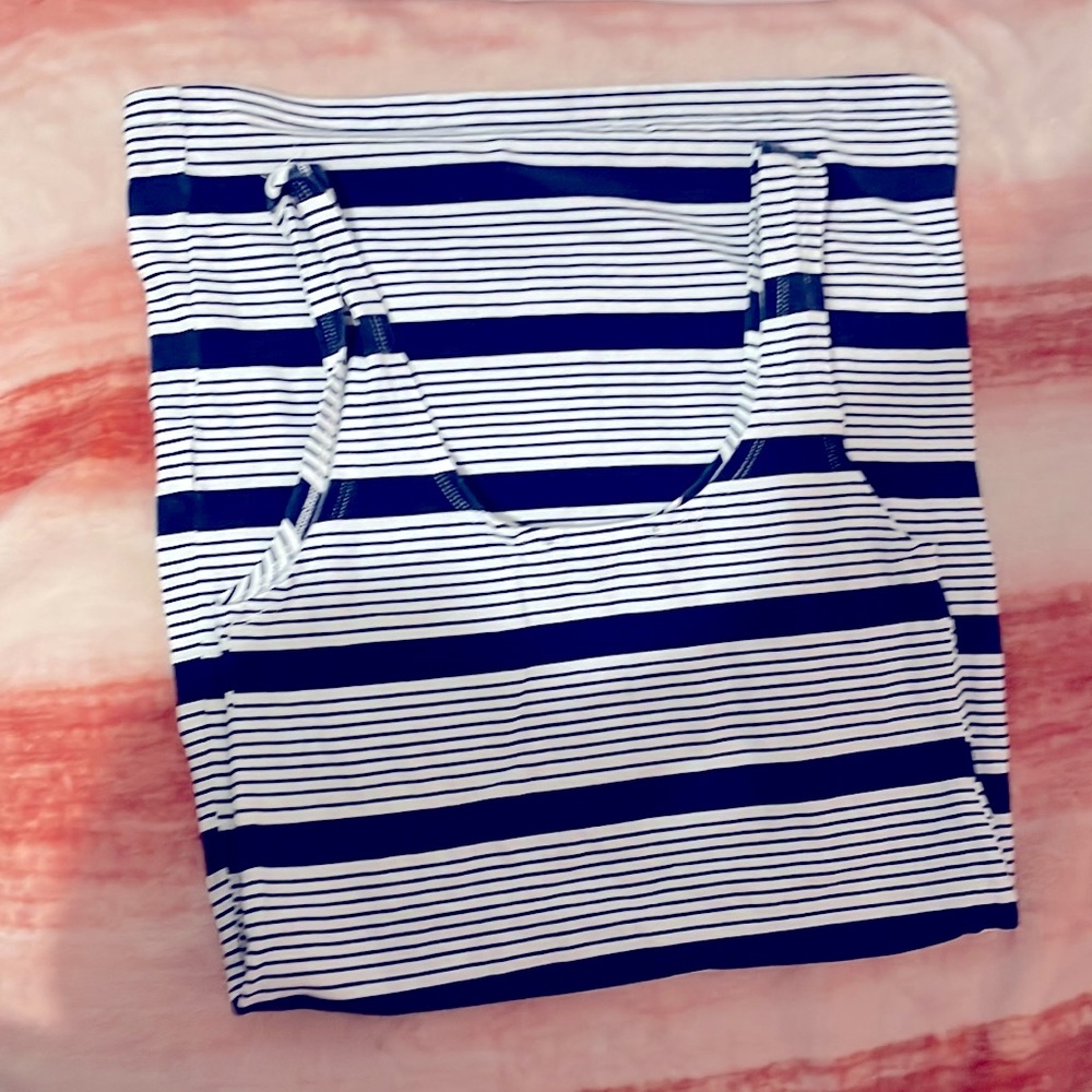 medium blue stripes on white dress